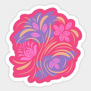 Abstract folk floral art. Flowers print, poster. Sticker